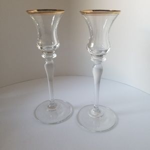 MIKASA GOLD RIMMED CANDLE HOLDERS